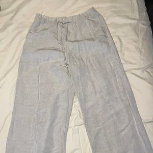 Cream H&M Linen Pants with tied waist size small